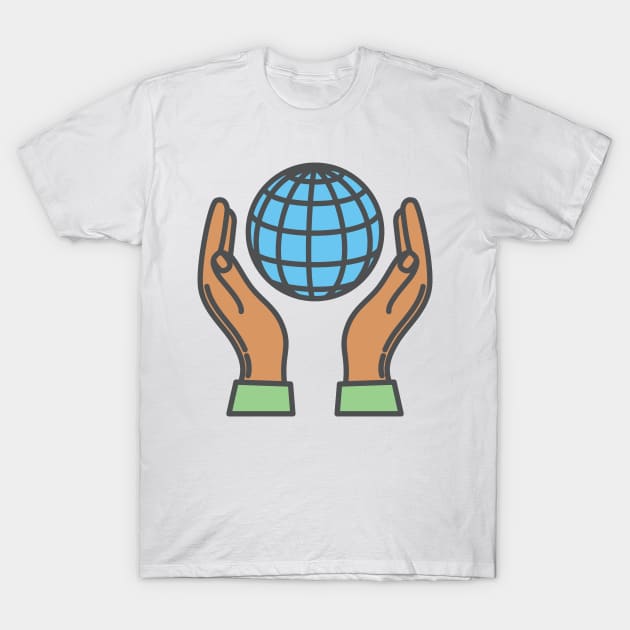 World In The Palm Of Your Hands Environment Icon T-Shirt by SWON Design